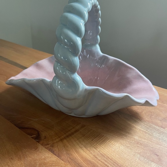 Vintage Gonder Ceramic Arts Large Pottery Fruit Basket Pink Blue L19 MINT - Picture 6 of 8